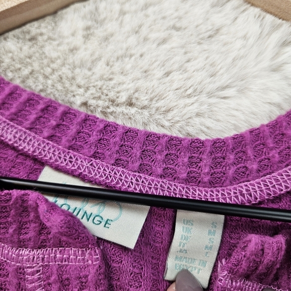 LOGO Lounge by Lori Goldstein Cloud Waffle Split Neck Top Wanda US Small - Picture 3 of 8